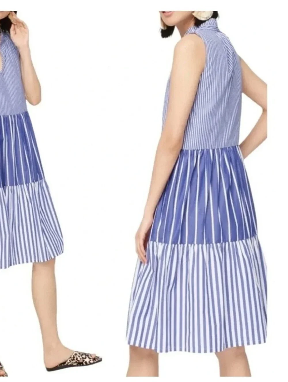 J.crew Cotton Popover Striped Feminine  Midi Dress 310